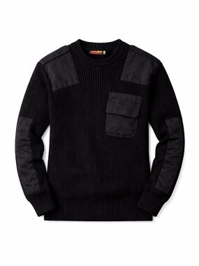 Vintage Men’s Black Utility Tactical Ribbed Sweater Bushline